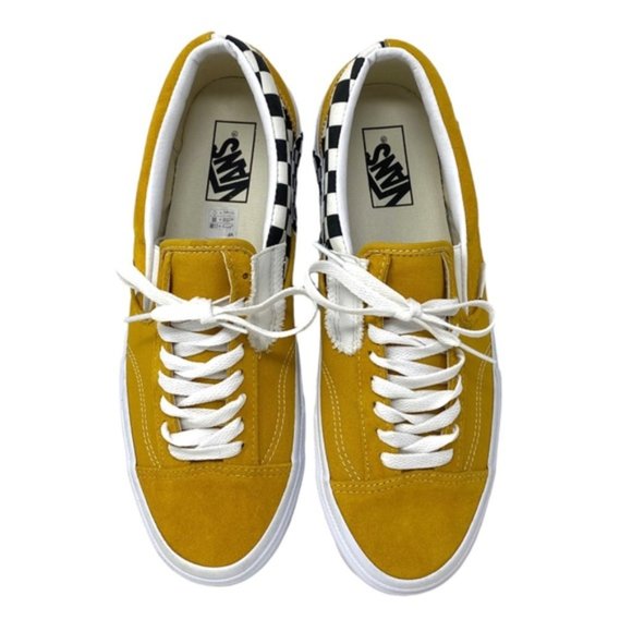 VANS Slip On Sneakers Yellow Suede Check Shoes For Men Skate Custom ALSU01256 - Picture 9 of 11